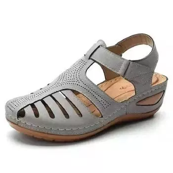 Fashion 2024 New stylish and comfortable summer women s wedge sandals Retro casual women s sandals 35 бежевый