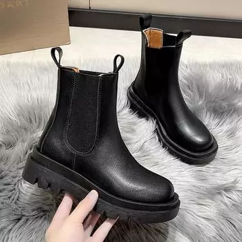 Fashion 2024 New Thicken Winter Knight Boots Women Knee High Long Square Heel Boots Retro Thick Motorcycle Boots Black White Botas Mujer 34 чёрный