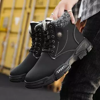 Fashion 2024 New Winter Men Snow Boots Waterproof Leather Sneakers Warm Plush High Quality Outdoor Hiking Boots Camping Shoes Big Size 39 хаки