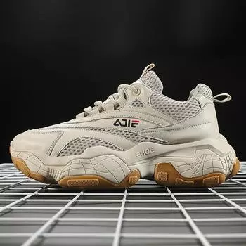 Fashion 2024 Spring and Summer Casual Men s Shoes Trendy Men s Sports Shoes Lace Up Outdoor Youth Daddy Shoes men fashion sneakers 39 бежевый