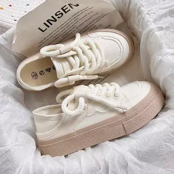 fashion 2024 Spring New Canvas Shoes Breathable Soft sneakers High-Quality Women s Shoes Half-Flop Slip-On Women s Thick-Soled Shoes 35