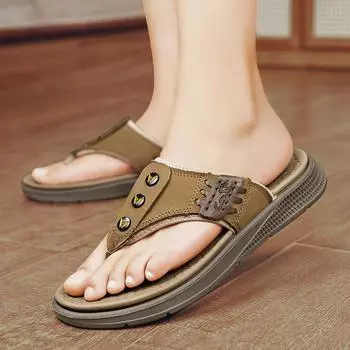 Fashion 2024 Summer Men s Flip-flops Massage Granule Slippers Comfortable Beach Sandals Men Casual Shoes Outdoor Bathroom Shoes 39 чёрный