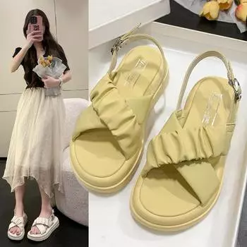 Fashion 2024 Summer New Sandals for Women Casual Outerwear Thick Soled Women Shoes Fashionable Beach Shoes for Women Zapatos Mujer 35