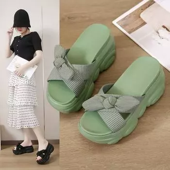 Fashion 2024 Summer Women s Open Toe Casual Slippers Women Fashion Platform High Heel Female Slides Shoes Comfortable Wedge Sandals 34 чёрный