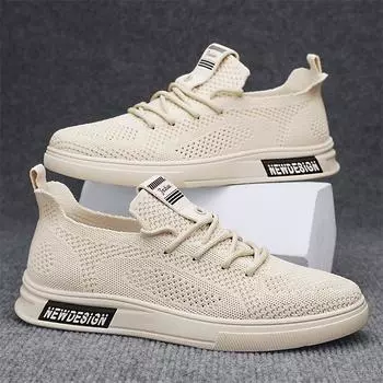 fashion 2024 The New Men Sneakers Platform Casual Net Shoes Autumn Platform Sneakers Thin White Man Vulcanized Shoes Zapatillas Comodas 39 бежевый
