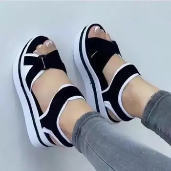 Fashion 2024new Women s Sandals Fashion Wedges Platform Sandals Summer Peep Toe Casual Sandals for Women Heels Sandal Sandalias De Mujer 35 чёрный