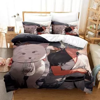 Fashion 3D Anime Bed Sheet Set Gintama Bedding Set Single Twin Full Queen King Size Bed Set Adult Kid Bedroom Duvet cover Sets EU Twin 135x200cm