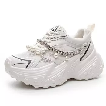 Fashion 8cm Air Mesh Cow Genuine Leather Women Skate Boarding High Brand Heels Casual Vulcanized Shoes Platform Wedge Summer Shoes 35 чёрный