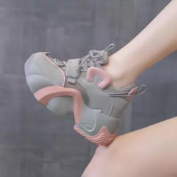 Fashion 8CM Breathable and Comfortable Women s Dad Shoes with Thick Sole and Increased Height for Summer 2024 Sneakers 34