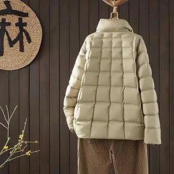 FASHION 90 White Duck Down Light Down Women s Short Winter 2024 New Stand-Up Collar Fashion Small Versatile Clothes M чёрный