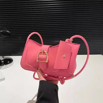 Fashion And Foreign Style Shoulder Bag Texture Pu Two-Piece Set Small Square Bag Crossbody Bag Texture Hardware Underarm Bag коричневый