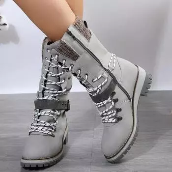 Модные осенне-зимние новые полусапожки женские на низком каблуке с мягкой отделкой и боковой молнией удобные повседневные нескользящие модные сапоги 36