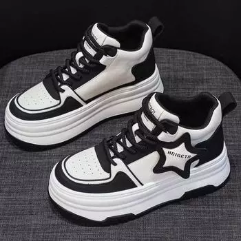 Fashion Autumn Leather Platform High-top Board Shoes for Women Fashion Soft-soled Women s Sneakers Designer Casual Sports Shoes Female 32