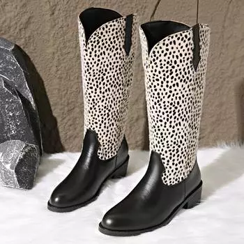 Fashion Autumn New Thick Heel Single Boots Women s Fashion Pointed Sleeve Color Matching Comfortable High Boots 36 чёрный