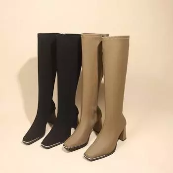 Fashion Autumn Winter Knee High Boots for Women Fashion Soft Sole Casual Soft Leather Women s Shoes New Designer Ladies Knight Boots 35