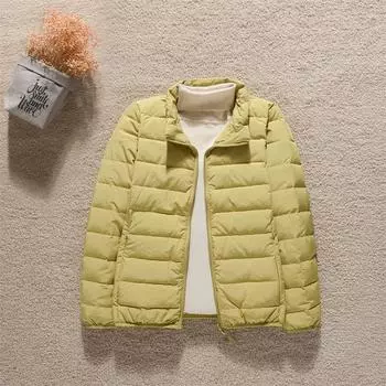 FASHION autumn winter new light thin down jacket women s short hooded slim light 90 white duck down seamless fabric S