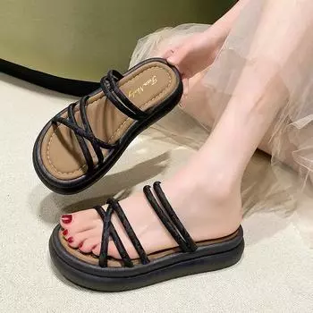 Fashion Beige Heeled Sandals 2024 Summer Spring Shoes Clogs Wedge Muffins shoe Med Black Thick Comfort Girls New Beach Platform Fashion 35 зелёный