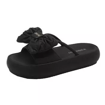 Fashion Black White Platform Slippers Women 2024 New Fairy Style Platform Dissolved Shoes Seaside Beach Slippers Ins Pearl Sandals Women 35 чёрный
