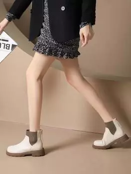 Fashion Booties Black Elastic Leather Sock Footwear Platform Chunky Short Shoes for Woman Women s Ankle Boots White Spring Autumn Y2k Pu 35
