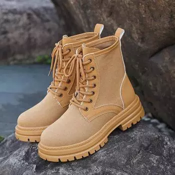 fashion Boots for Women Platform High Top Fashion Ankle Boots Side Zipper Lace-up Warm Women Shoes New Women s Shoes Botas Mujer 35 чёрный