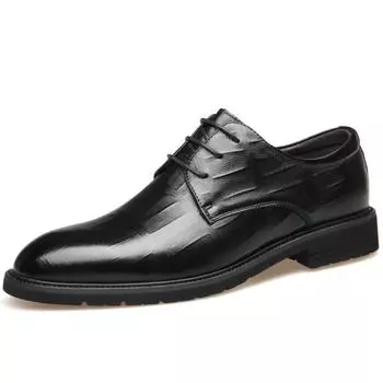 Fashion Brand Shoes Men Loafers Thick-soled Wedding party Shoes Black Formal Business Shoe lace up oxfords Leather men dress shoes 38 чёрный