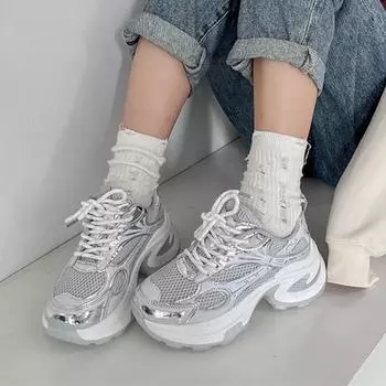 Fashion Breathable Mesh Soft Soled Shoes for Spring and Summer 2024 New Thick Soled Sports Leisure Versatile Commuting Shoes Size 36-42 36 розовый