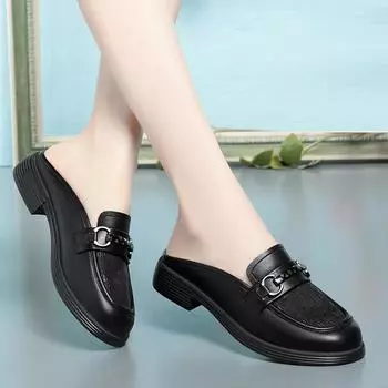 fashion British Summer Hollow Mesh Breathable Slippers Woman 2024 Cover Toe Soft Sole Luxury Flat New Fashion Rome Slides Casual Shoes 35(Foot22.5cm)