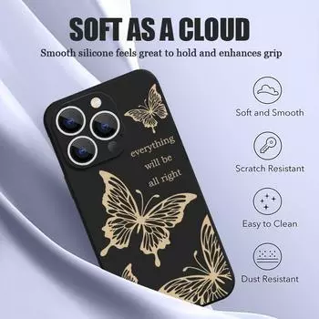 Fashion Butterfly Pattern Soft Magnetic Case For iPhone 16 Pro Max 15 Plus 14 Pro 13 12 11 for Magsafe Shockproof Slim Matte TPU Lanyard Phone Cover iPhone 16 чёрный
