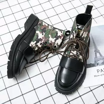 Fashion Camouflage Street Style Men s Ankle Boots Big Toe Shoes Outdoor Martin Boots Mid Calf Boots Lace-up Shoes Free Shipping 38 камуфляжный
