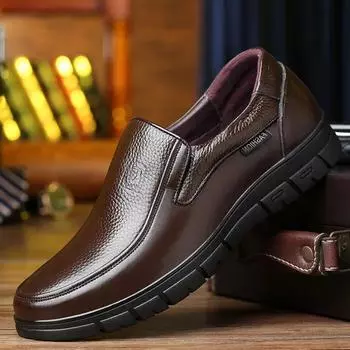 Fashion Casual Shoes For Men Flat Platform Walking Shoes Outdoor Footwear Loafers Breathable Sneakers Handmade Shoes Genuine Leather 6.5 чёрный