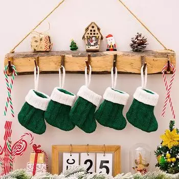 Fashion Christmas Sock Dinner Party Fork Knife Cutlery Holder Bag Tree Ornaments Xmas Decorations for Home Knitting Gift