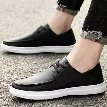 Fashion Classic Mens Summer Comfortable Slip on British Style Shoes Male Casual Leather Shoes Men Wedding Dress Loafers Mens Lightweight 38 чёрный