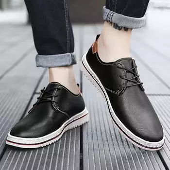 Fashion Comfortable men s driving leather shoes Outdoor leisure dressing style Men s walking shoes for work office outdoor activities 38 чёрный