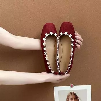 Fashion Complex Mary Jane Shoes Round Head Lace Ballet Shoes Women s Summer Flats Single Shoes 35