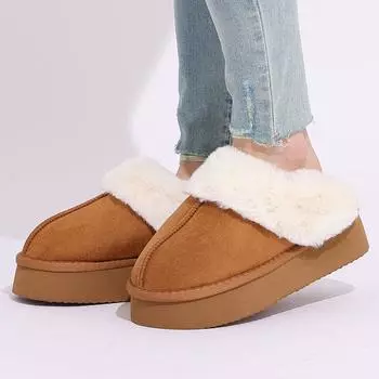 Fashion Comwarm Fluffy Fuzzy Warm Slides For Women Fashion Comfort Cotton Shoes Rubber Sole Casual Non-Slips Bedroom Slippers Home Shoes 36-37 серый