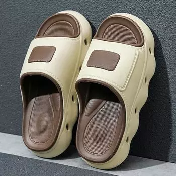 Fashion Concise Men s EVA Waterproof Shoe High Quality Thick Bottom Couple s Casual Sandals Mans Beach Slides Outdoor Slippers Big Size 38-39 черный белый