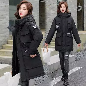 FASHION cotton-padded jacket female student Korean version loose down 2024 new tooling winter women s jackets trendy Clothes M красный