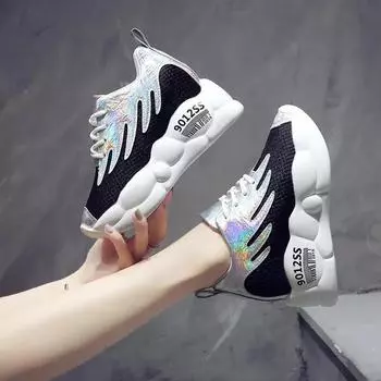 Fashion Dad Shoes New Breathable Elevator Wild Ins Ultra-Fire Platform Sneakers Female Korean Version Womans Shoes Women Sneakersjh8sd 35 зелёный