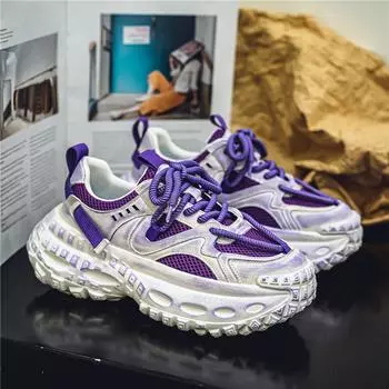 Fashion Design Purple Height Increasing Shoes Men Breathable Thick Bottom Men s Casual Sneakers Hip Hop Rock Style Platform Sport Shoes 39