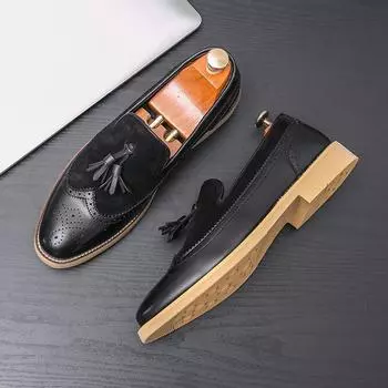 Fashion Designer Man Casual Handmade Formal Slip on Male Boat Shoes Leather Mens Loafers Moccasins Shoes Zapatillas Hombre Size 47 38 чёрный