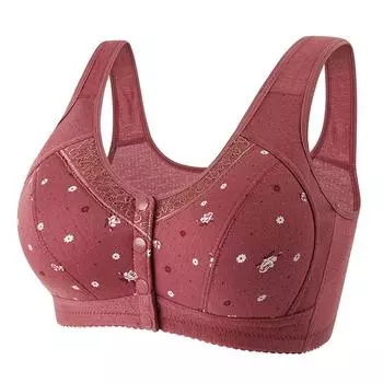 fashion Direct sales front buckle large size vest type cotton without steel ring light and thin anti-sagging underwear bra 85 жёлтый