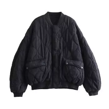 Fashion Elegant Solid Bomber Jacket Coat Women s Long Sleeved Loose Casual Outwear Grey Street Wear XXS