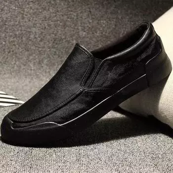 Fashion Flat Man Casual Shoe Slip-on Leather Shoes For Men New In Classic Original Footwear Offer Cheap Clearance Korean Style Cowhide 38