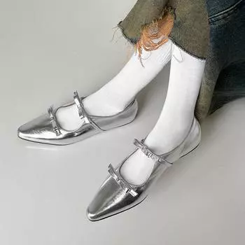 Модные туфли на плоской подошве, женская обувь, стильные туфли-лодочки с бантом, туфли Мэри Джейн с эластичными ремешками, мокасины, роскошные кожаные туфли для вечеринок и свадебных платьев EUR 35 чёрный