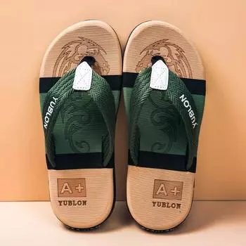 Fashion Flip-flops for men 2024 new summer outer wear flip-flops soft-soled beach sandals men s casual Guangdong slippers large size 39 зелёный
