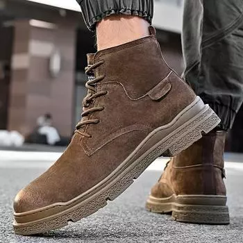 Fashion Genuine leather men s boots High quality casual style Daily office and leisure party Outdoor street motorcycle adult shoes Hot 38 коричневый