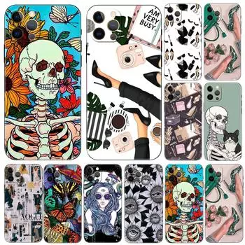 Модный чехол для телефона с изображением черепа для iPhone 5 5s 2020se 6 6s 7 8 plus x 10 XR XS 11 12 13 mini pro MAX, черная задняя крышка из ТПУ iphone 5 5S SE 2016