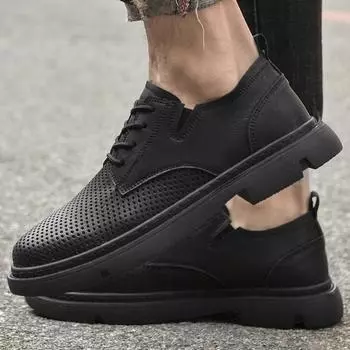 Fashion High Quality Men s Black Leather Perforated Casual Shoes Mens Luxury Formal Shoes Men Oxford Classic Business Men Casual Shoes 37 коричневый