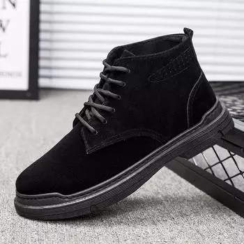Fashion High Quality Spring Suede Leather Men Shoes Oxford Casual Shoes Classic Sneakers Comfortable Footwear Dress Shoes 6.5 чёрный