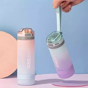 Fashion INS Style Leakproof Mug BPA Free Plastic Drinking Cup 500/600ml Water Bottle With Straw Portable Outdoor Sport Tumbler 500ml